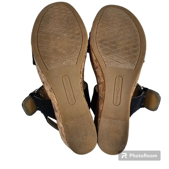 Andrew Geller "Jolene" Black Wedge Sandals 8.5 M - Picture 6 of 9